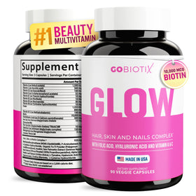 Flacon de vitamines GOBIOTIX pour cheveux, peau et ongles, vue avant