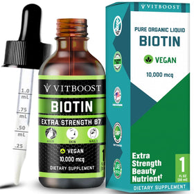 Flacon de VITBOOST Gouttes de Biotine Liquide 10 000 mcg, vue avant