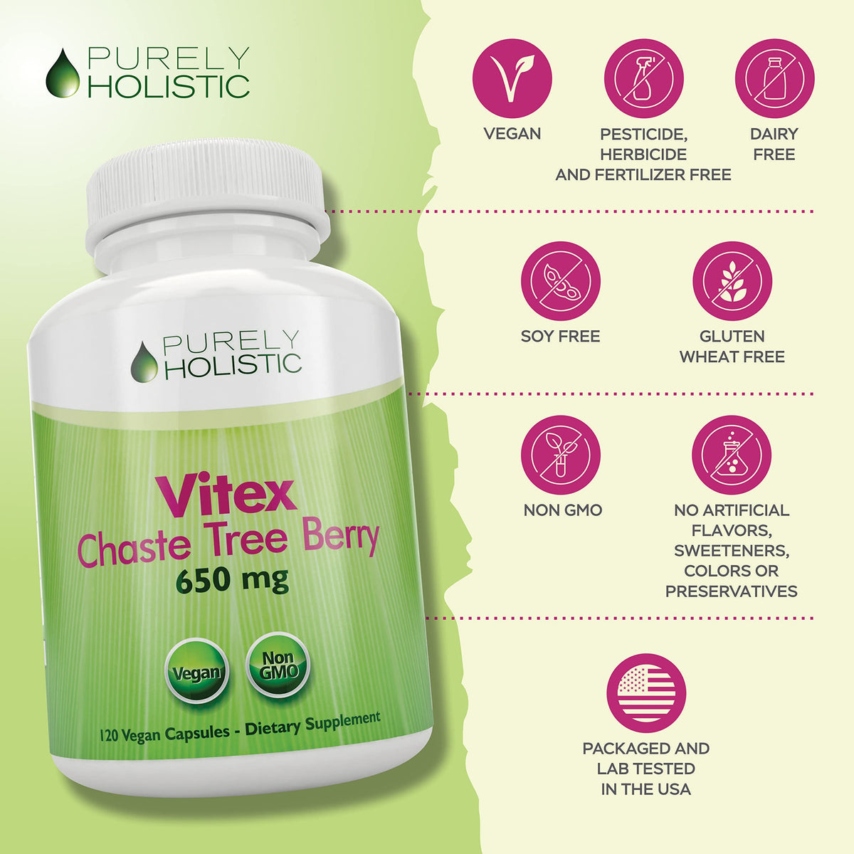 Flacon de Vitex 650mg sur une table en bois
