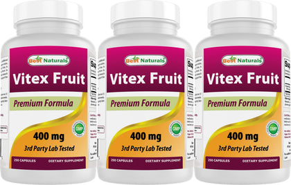 Flacon de Vitex Chasteberry 400 mg Best Naturals vue de face