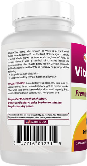 Flacon de Vitex Chasteberry en situation sur une table