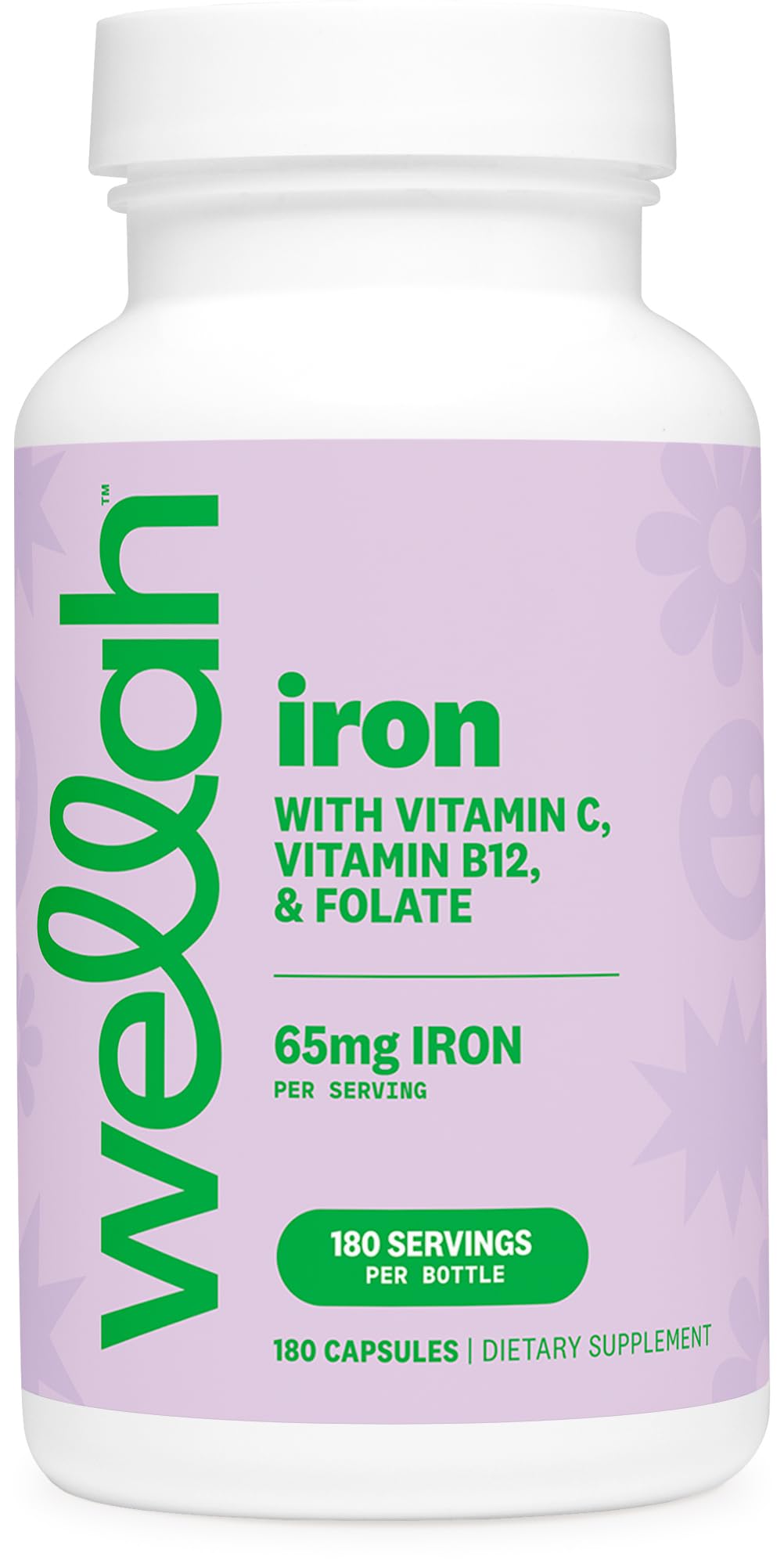 Flacon de Wellah Complément Alimentaire Fer Femme 180 capsules vue de face