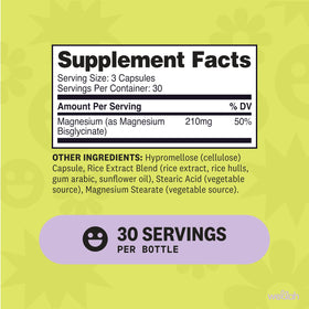 Flacon de Wellah Magnésium Glycinate 210mg 90 capsules