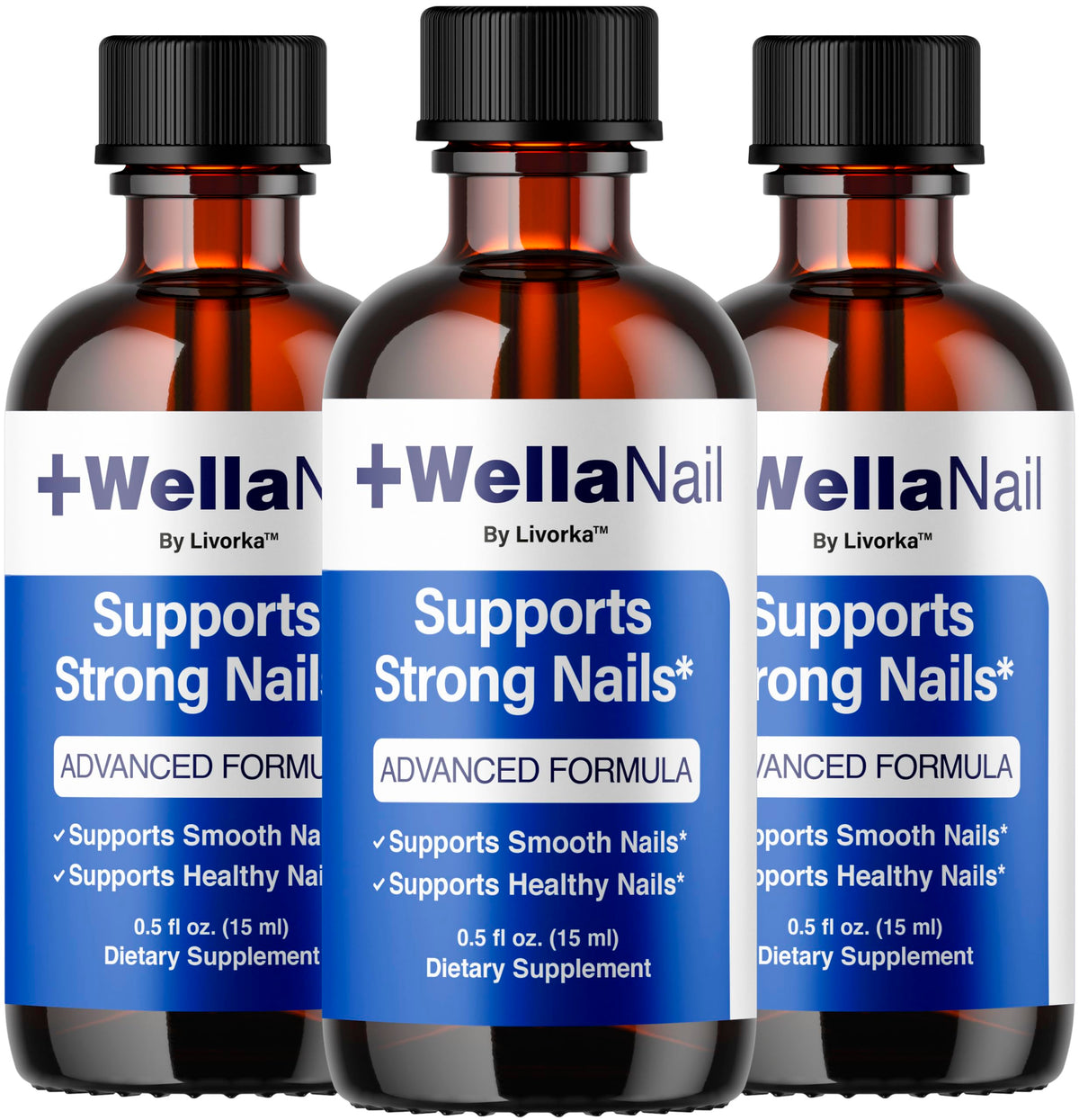Flacon de WellaNail de LIVORKA vue de face avec gouttes liquides