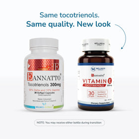 Flacon de WELLNESS EXTRACT Eannatto Tocotrienols 300mg avec étiquette