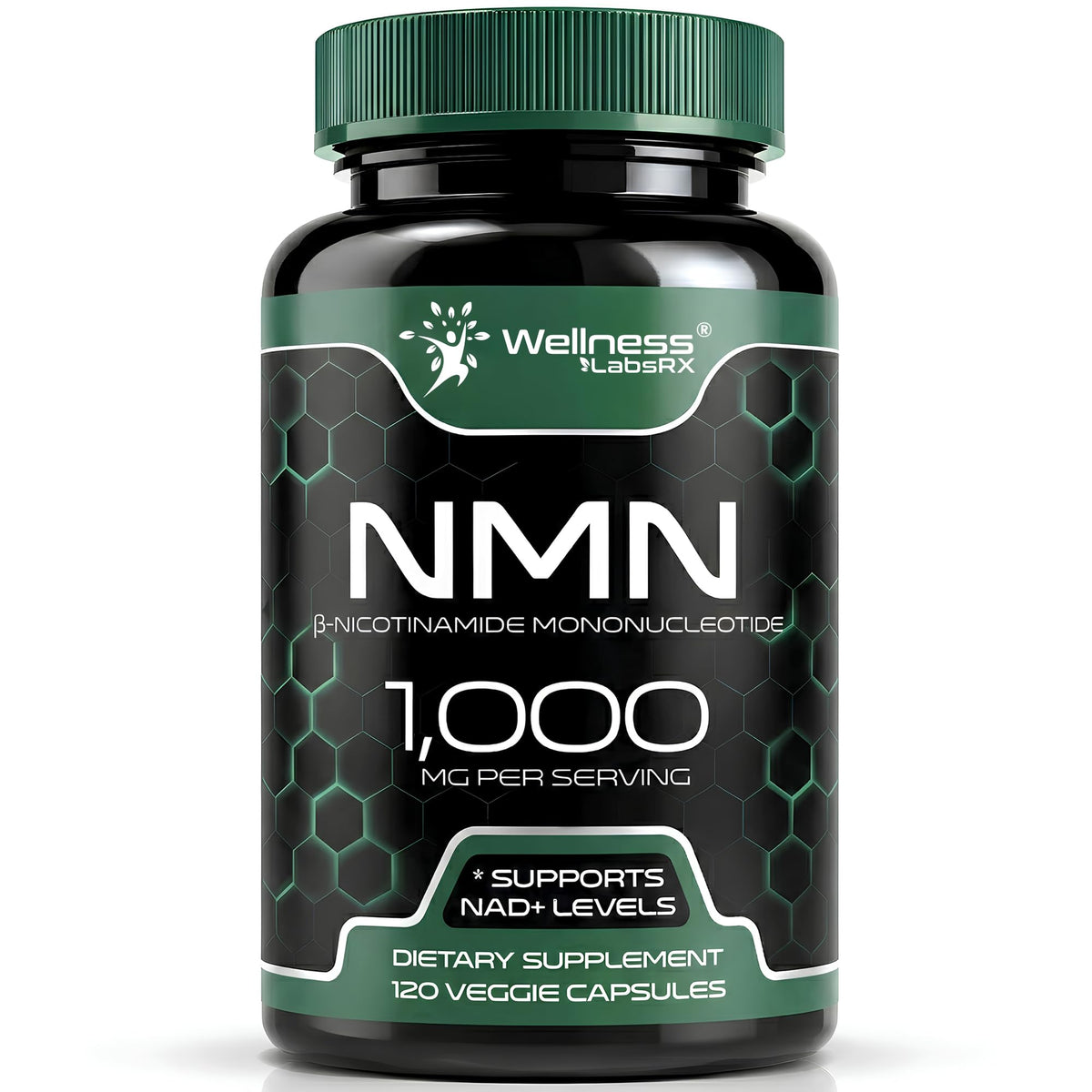 Flacon de WELLNESS LABSRX Complément NMN 1000mg avec capsules végétales