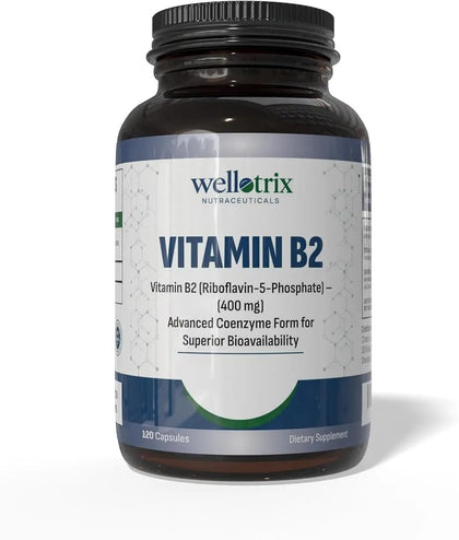 Flacon de Wellotrix Vitamine B2 400 mg avec 120 capsules