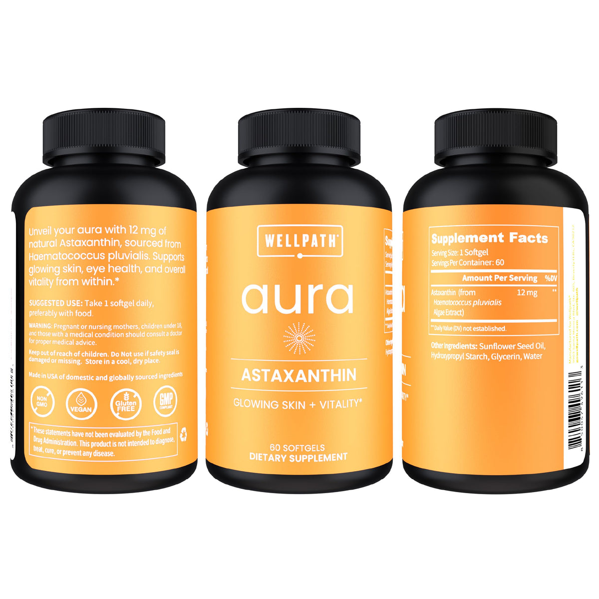 Flacon de WellPath Astaxanthine sur un fond naturel