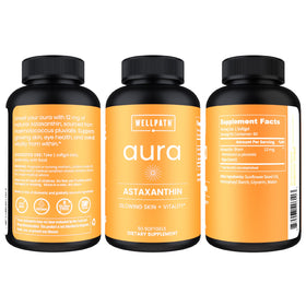 Flacon de WellPath Astaxanthine sur un fond naturel