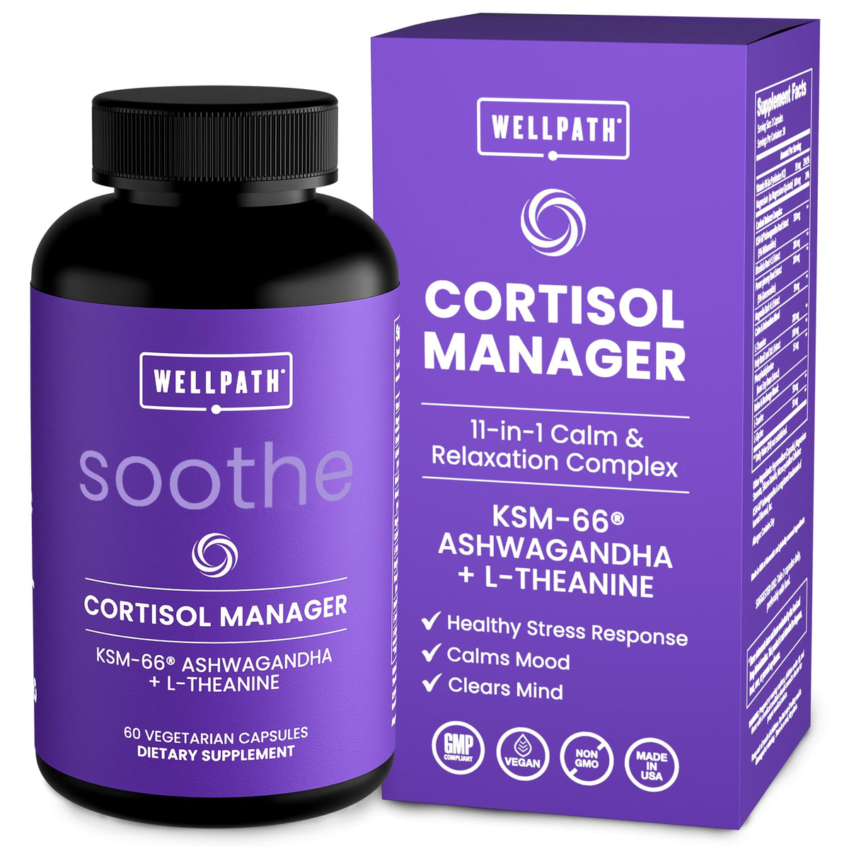 Flacon de WellPath Compléments Alimentaires Cortisol 60 capsules