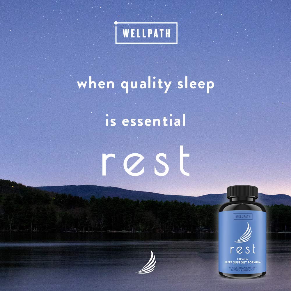 Flacon de WellPath Sommeil sur une table en bois