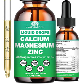 Flacon de WellVeraVida Calcium Magnésium Zinc Liquide 1000 mg vue avant
