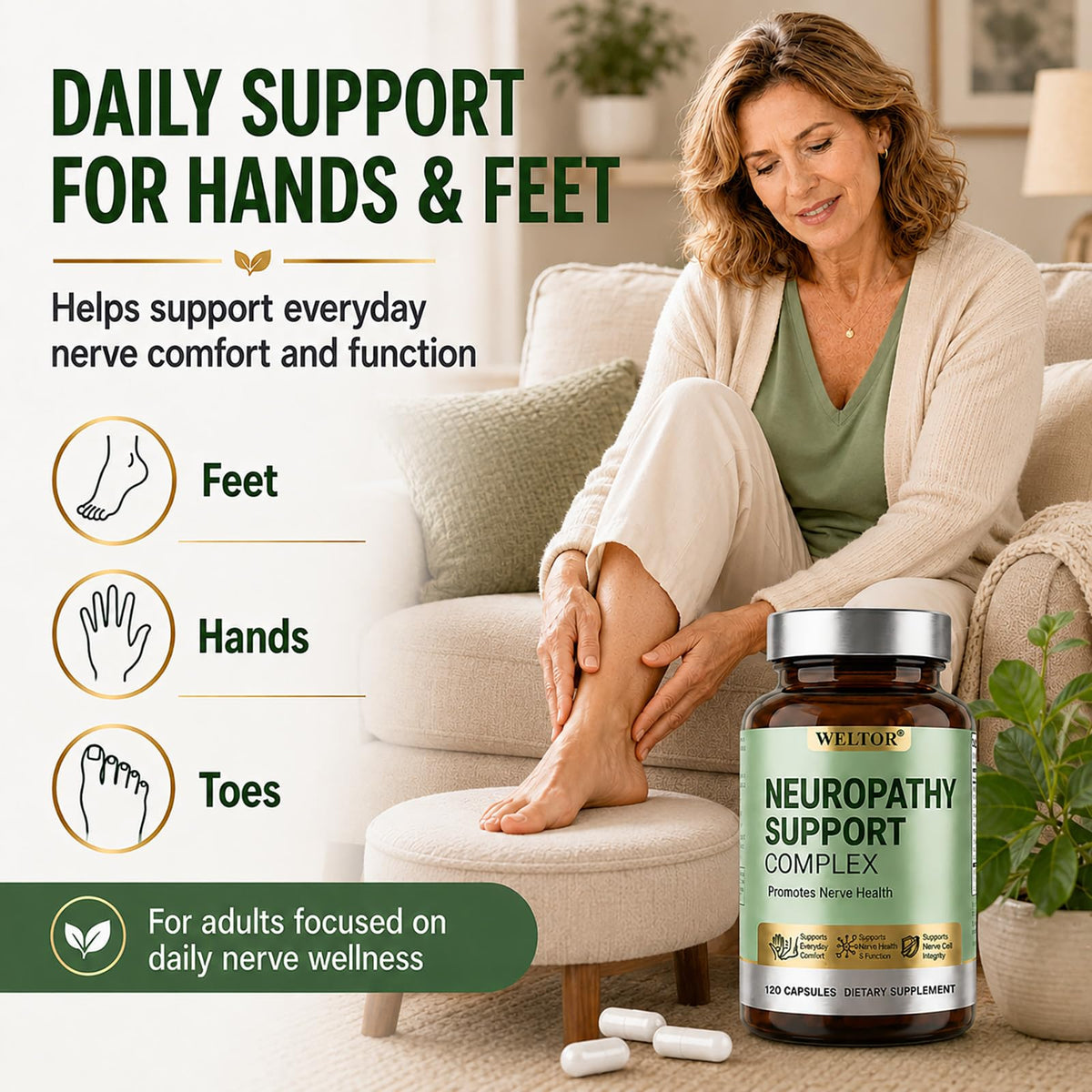 Flacon de WELTOR avec 120 capsules pour le soutien nerveux