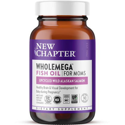 Flacon de Wholemega Huile de Poisson Prénatale New Chapter avec 90 gélules