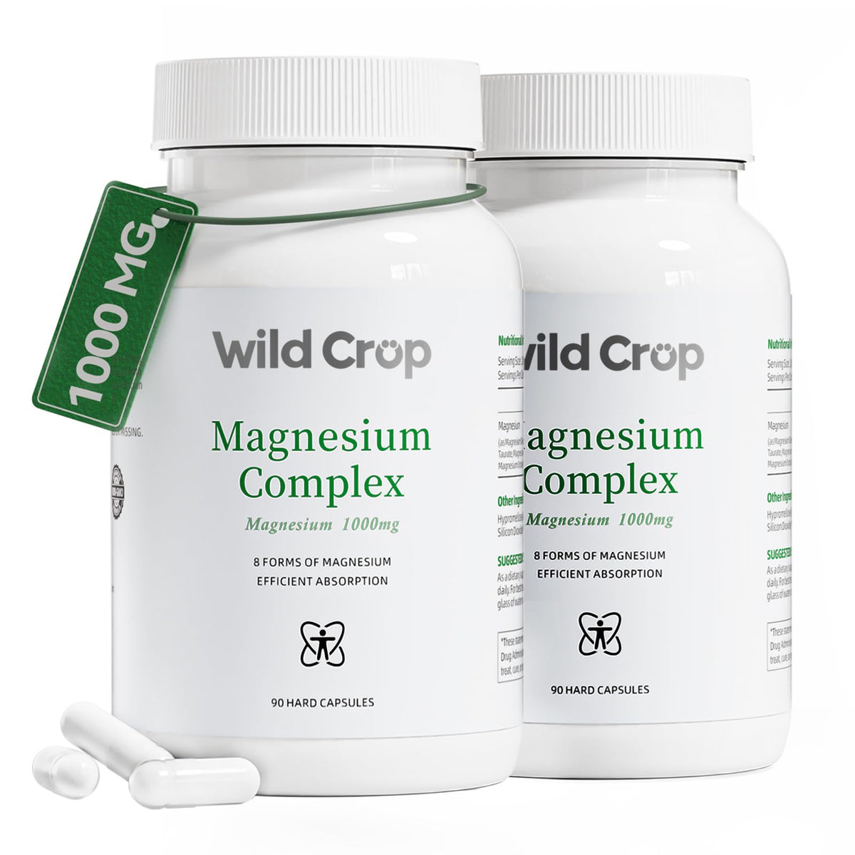 Flacon de Wild Crop Complexe de Magnésium 1000mg avec 90 capsules