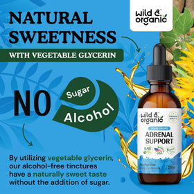 Flacon de Wild & Organic avec des ingrédients naturels en arrière-plan
