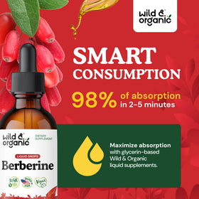 Flacon de Wild & Organic Berbérine 500mg HCL avec bouchon ouvert