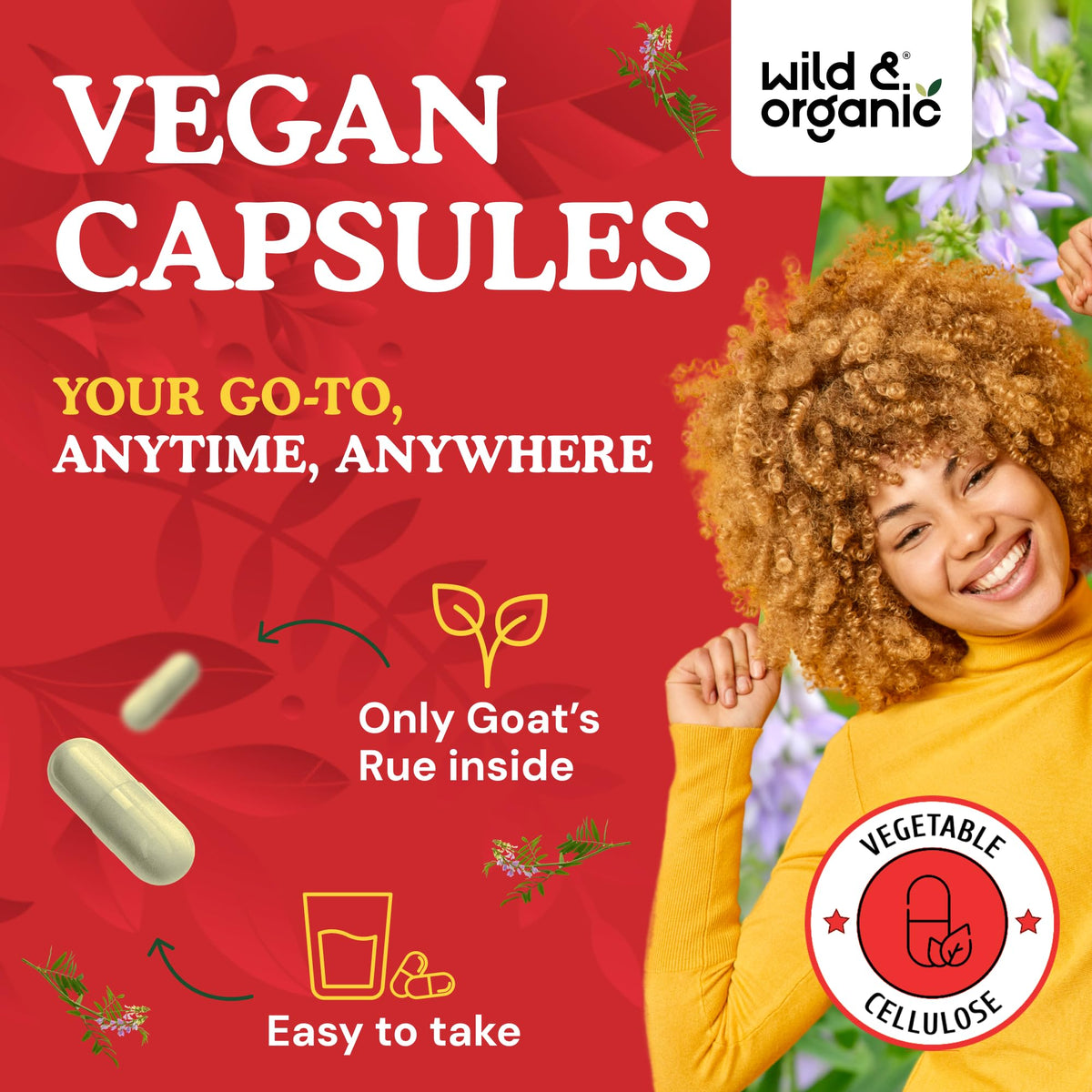 Flacon de Wild & Organic Capsules, étiquette visible