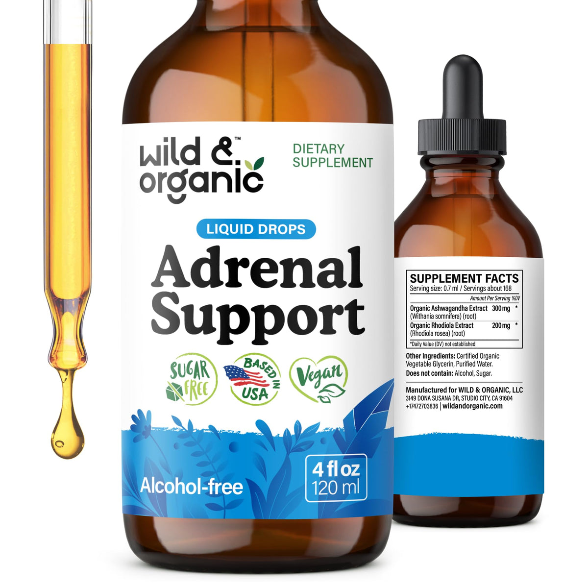 Flacon de Wild & Organic Compléments Alimentaires Soutien Surrénalien 4 oz