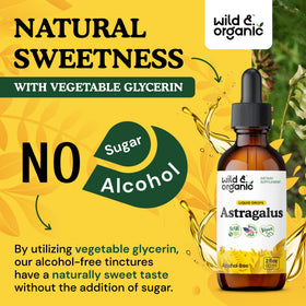 Flacon de Wild & Organic Extrait d'Astragale sur une table en bois