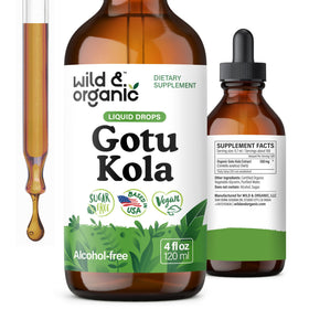 Flacon de Wild & Organic Gotu Kola 4 oz avec étiquette visible