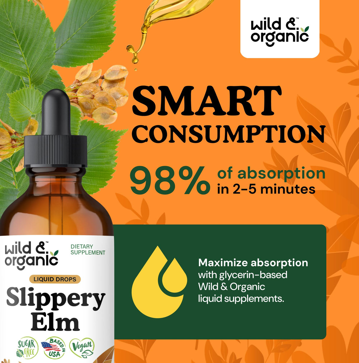 Flacon de Wild & Organic Goutte de Bouleau Liquide sur une table en bois
