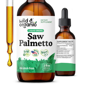 Flacon de Wild & Organic Saw Palmetto 2 oz avec étiquette