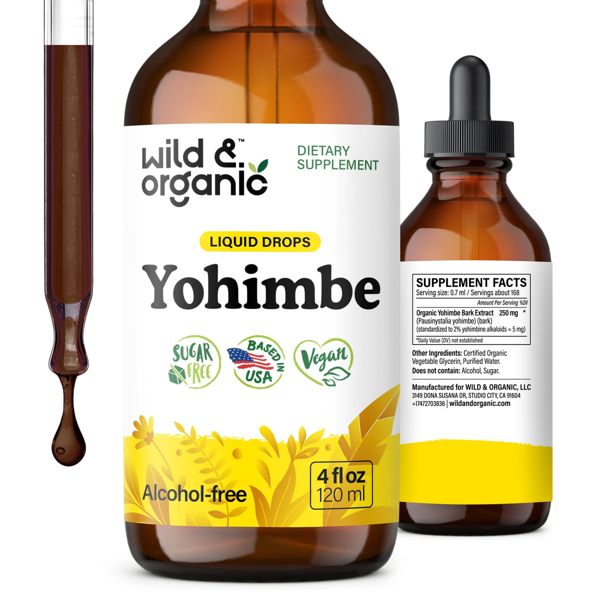 Flacon de Wild & Organic Yohimbe 5 mg 4 oz vue avant