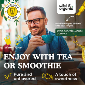 Flacon de Wild & Organic Yohimbe 5 mg avec arrière-plan naturel