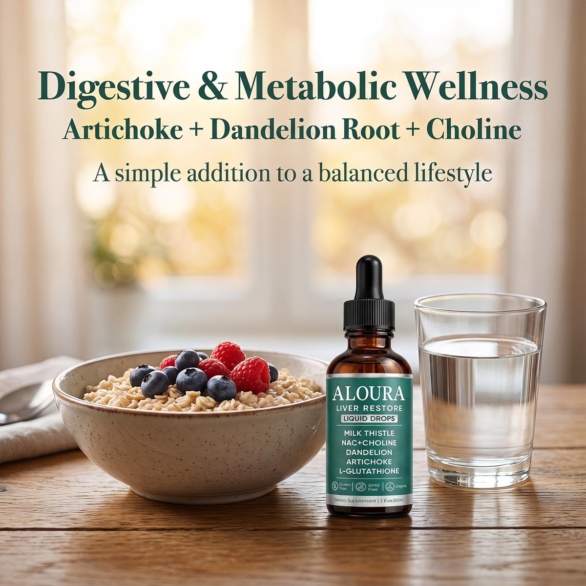 Flacon de XKHZRX Aloura Liver Restore Drops avec étiquette visible