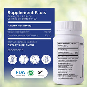 Flacon de Xtendlife Ubiquinol CoQ10 ouvert avec gélules