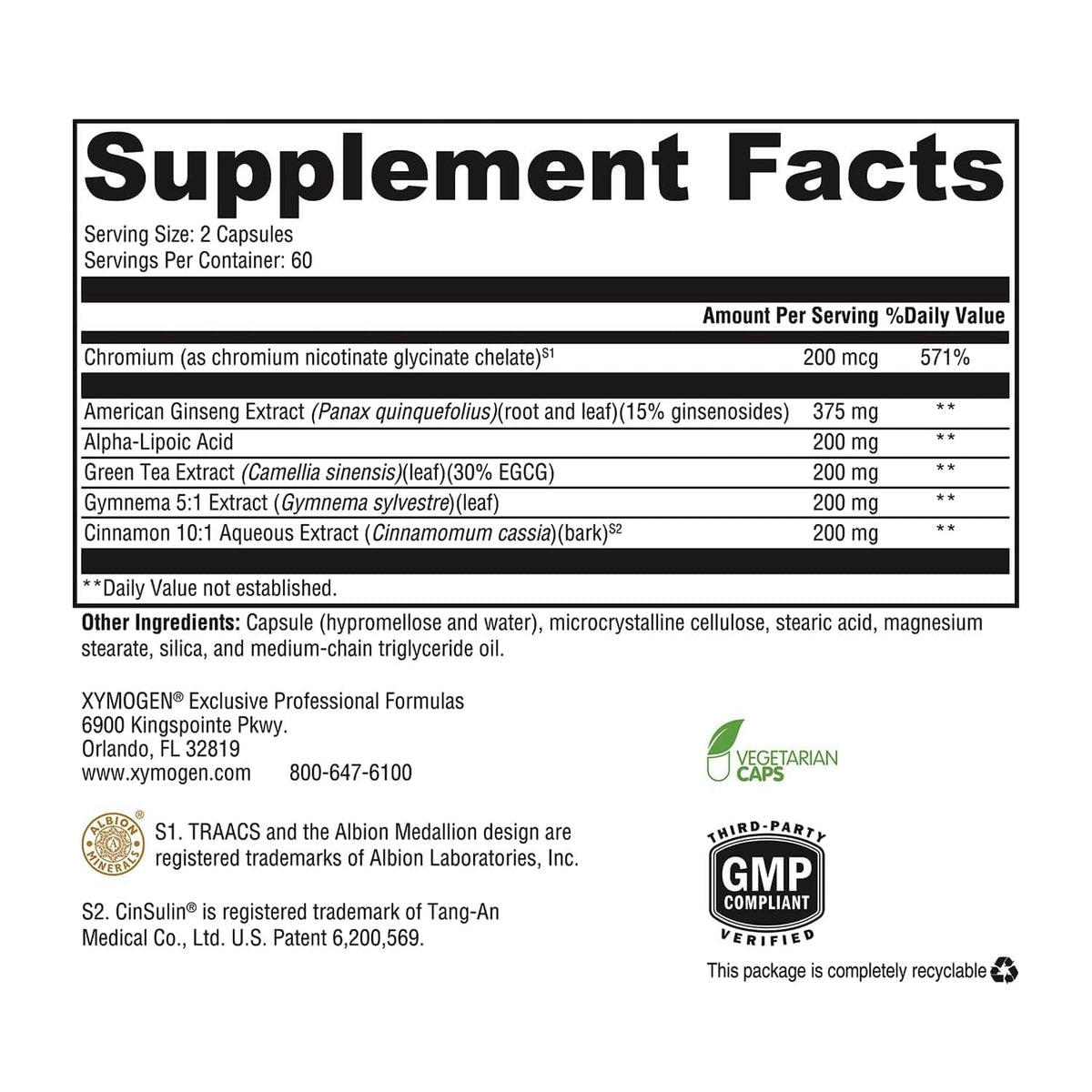 Flacon de XYMOGEN CinnDromeX avec capsules