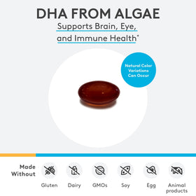 Flacon de XYMOGEN DHA d'Algues ouvert avec gélules visibles