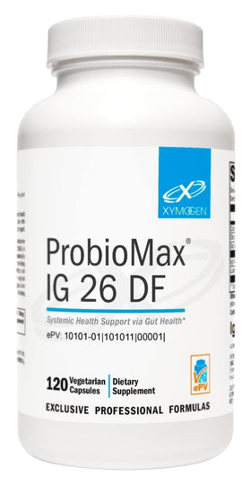 Flacon de XYMOGEN ProbioMax IG 26 120 capsules vue de face