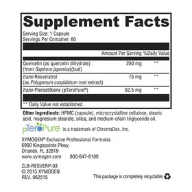Flacon de XYMOGEN Resveratin Plus 60 Capsules avec étiquette
