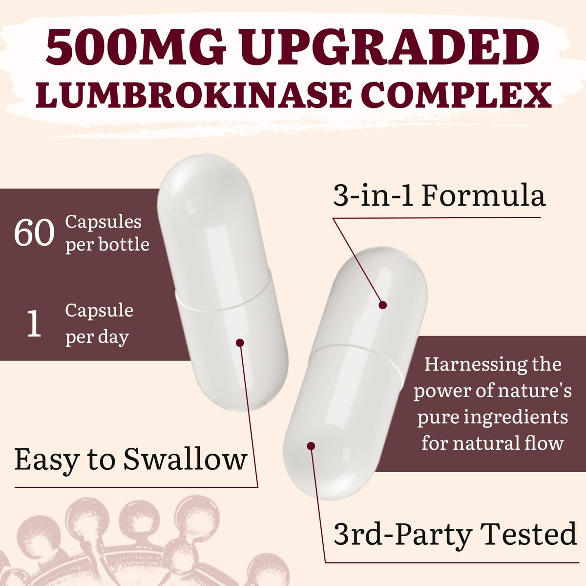 Flacon de Yasumako Lumbrokinase 100mg sur un fond neutre