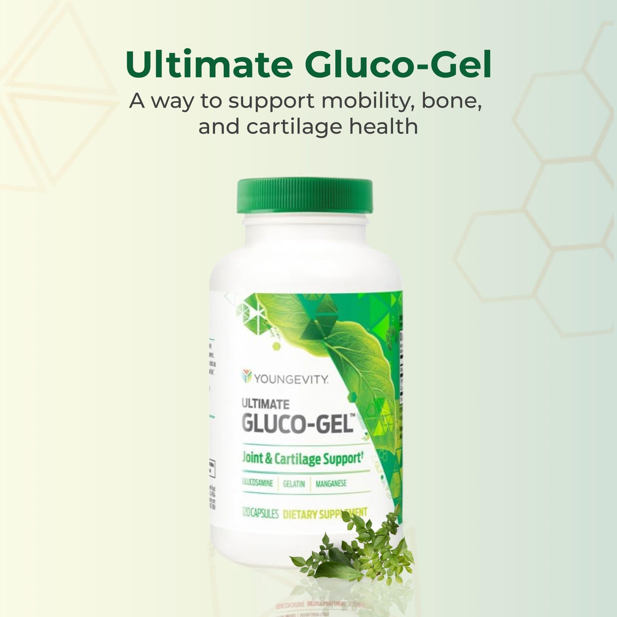 Flacon de Youngevity Ultimate Gluco-Gel vu de côté