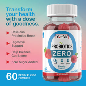 Flacon de YUM-V'S Gummies Probiotiques Sans Sucre 60 Gummies