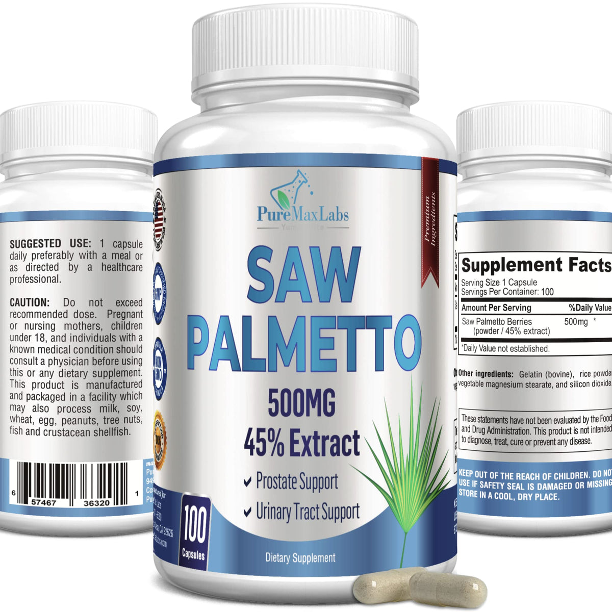 Flacon de YUMMYVITE Saw Palmetto 45% Extrait 100 capsules