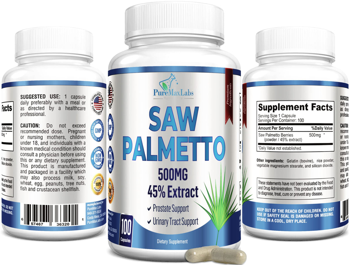 Flacon de YUMMYVITE Saw Palmetto avec étiquette visible
