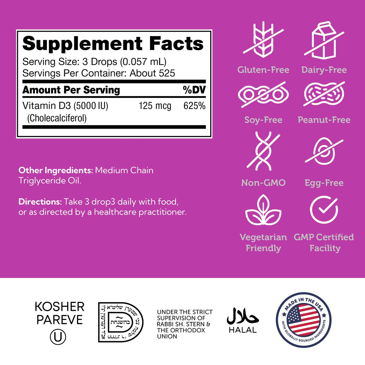 Flacon de Zahler Vitamine D3 5000 IU sur une table