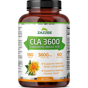 Flacon de Zazzee CLA 3600 mg avec 180 gélules à l'avant