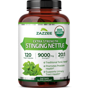 Flacon de Zazzee Extrait d'Ortie Bio 120 capsules végétales