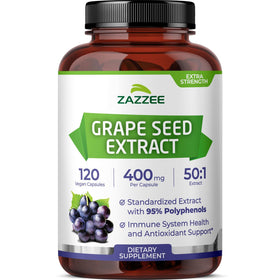 Flacon de Zazzee Extrait de pépins de raisin 50:1 120 capsules