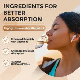 Flacon de ZEBORA Ubiquinol CoQ10 ouvert avec capsules