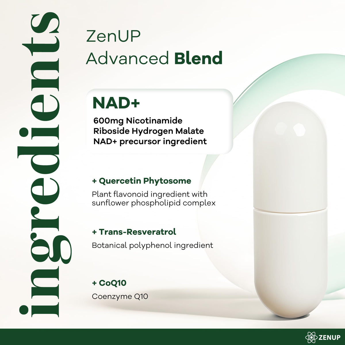 Flacon de ZenUP Complément NAD+ sur une table en bois