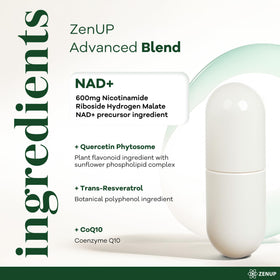 Flacon de ZenUP Complément NAD+ sur une table en bois