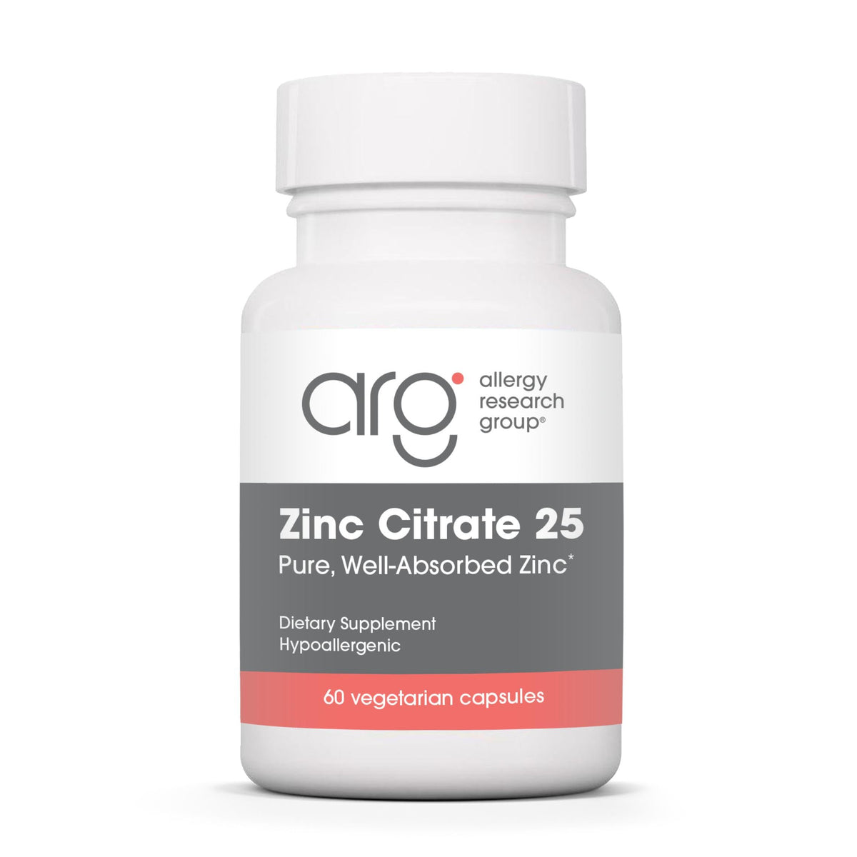 Flacon de Zinc Citrate 25 mg Allergy Research Group, 60 capsules