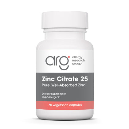 Flacon de Zinc Citrate 25 mg Allergy Research Group, 60 capsules