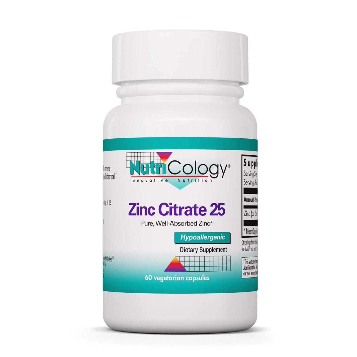 Flacon de Zinc Citrate 25 mg Allergy Research Group, 60 capsules